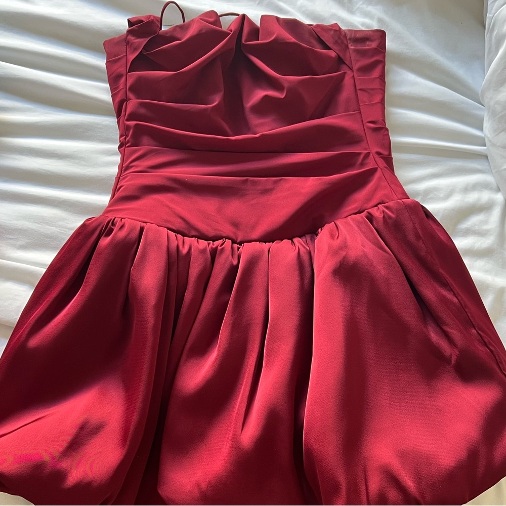 OhPolly Dark Red Satin Homecoming Dress